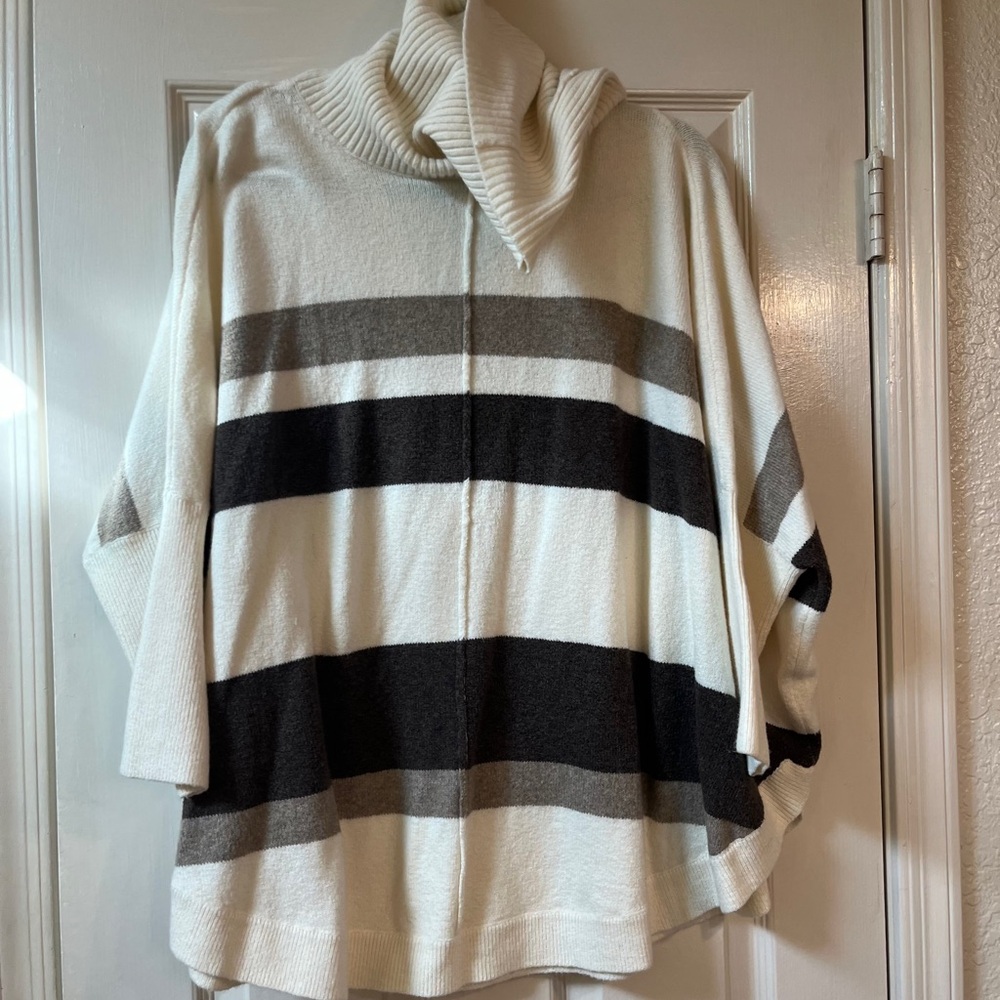 Loft Striped Cream and Brown Women's Sweater